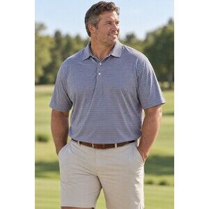 Peter Millar Summer Comfort Golf Polo Men XXL Navy White Stripe Embroidered Logo